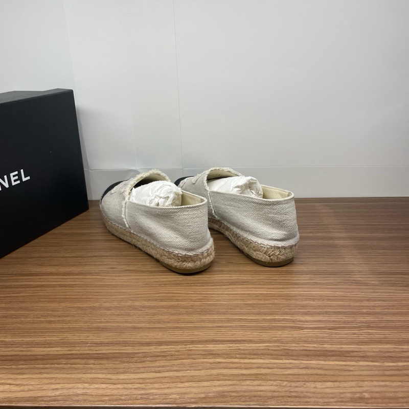 香奈兒CHANEL草編漁夫鞋,37碼,附件,無盒-4