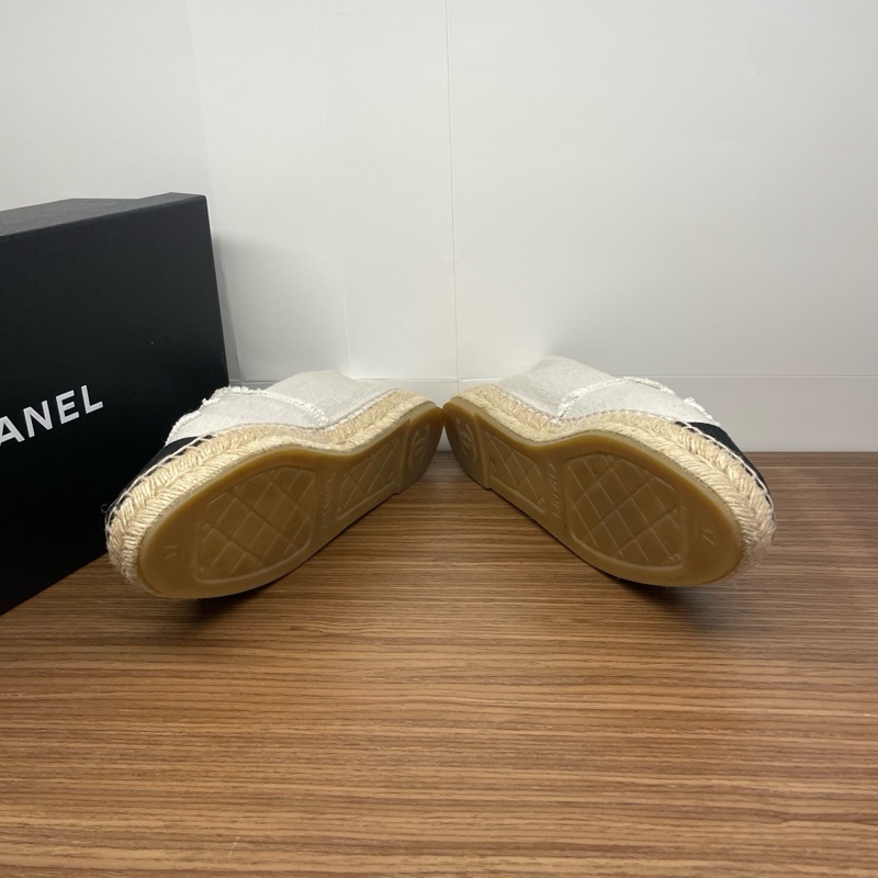 香奈兒CHANEL草編漁夫鞋,37碼,附件,無盒-5