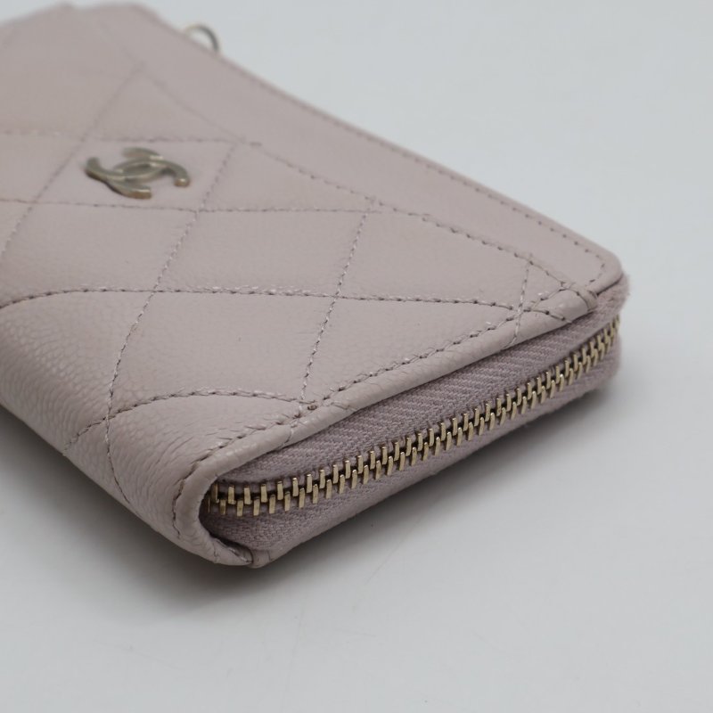 CHANEL L型拉鍊零錢卡片包 - 粉金-7
