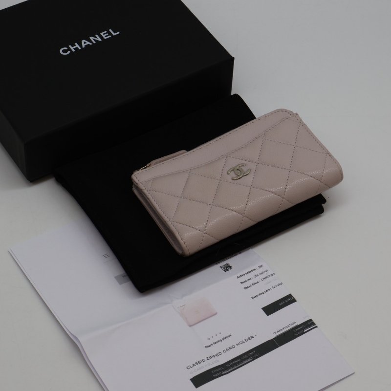 CHANEL L型拉鍊零錢卡片包 - 粉金-9