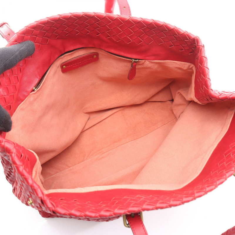 BALENCIAGA Intrecciato 編織手提包 179635 紅色皮革 二手 女士-2