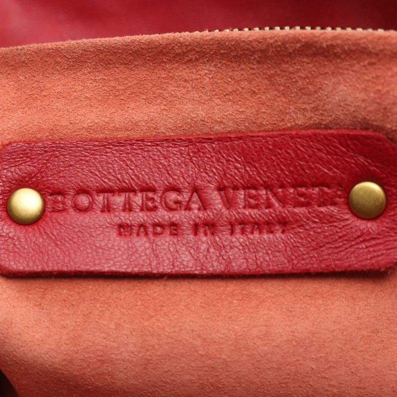 BALENCIAGA Intrecciato 編織手提包 179635 紅色皮革 二手 女士-3