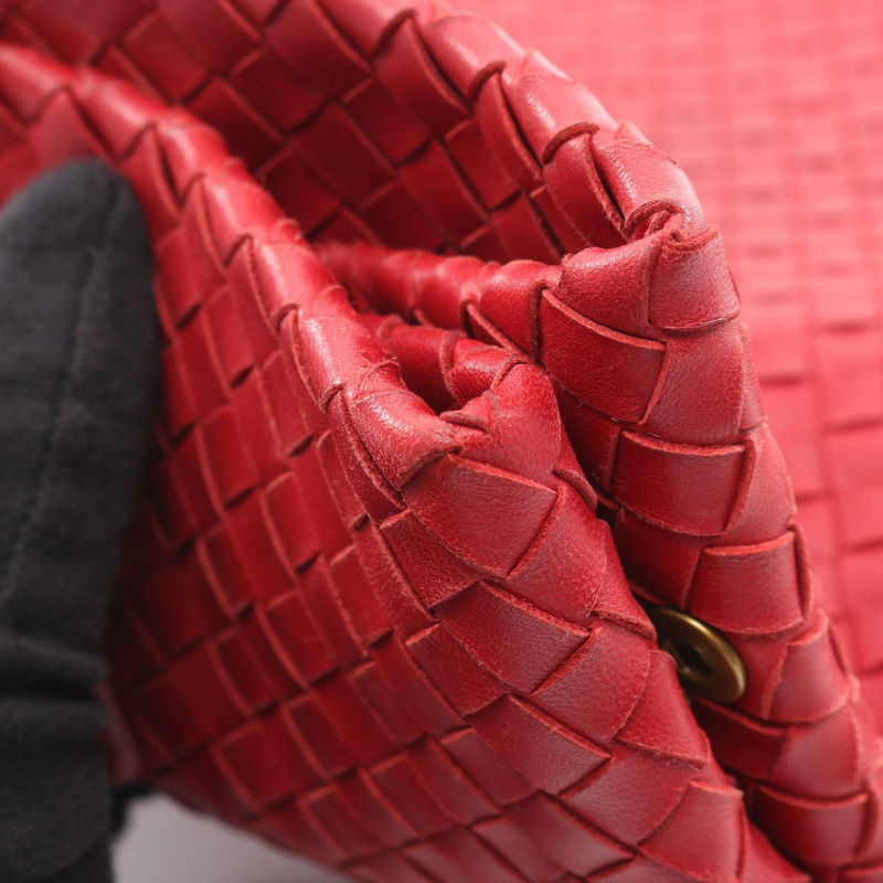 BALENCIAGA Intrecciato 編織手提包 179635 紅色皮革 二手 女士-6