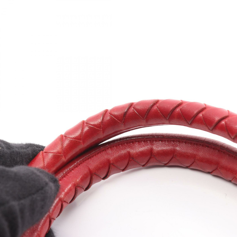 BALENCIAGA Intrecciato 編織手提包 179635 紅色皮革 二手 女士-8
