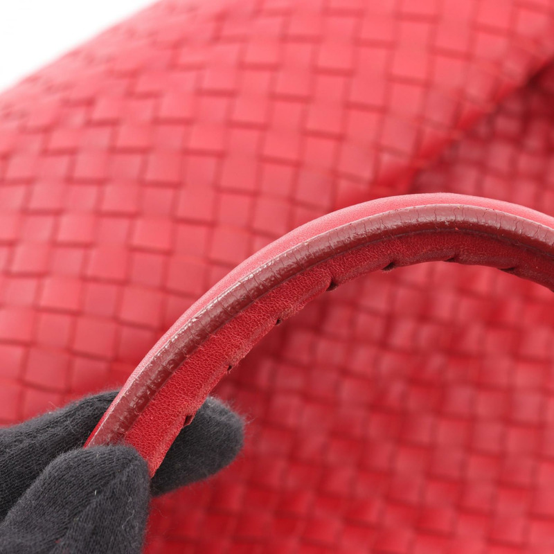 BALENCIAGA Intrecciato 編織手提包 179635 紅色皮革 二手 女士-9