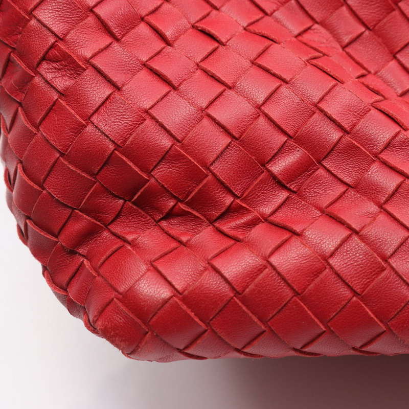 BALENCIAGA Intrecciato 編織手提包 179635 紅色皮革 二手 女士-10