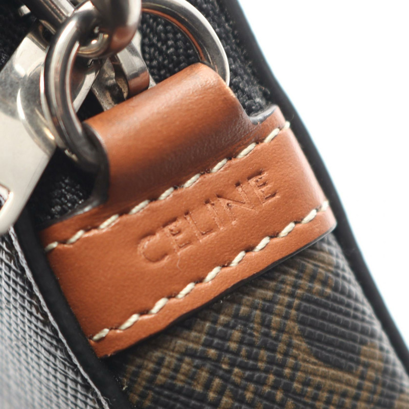 CELINE Triomphe Horizontal Pouch Shoulder Bag 10L272DM5 帆布黑色棕色二手-3