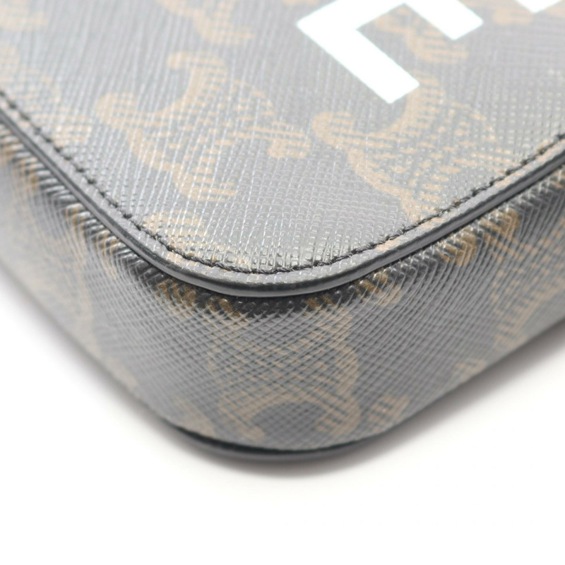 CELINE Triomphe Horizontal Pouch Shoulder Bag 10L272DM5 帆布黑色棕色二手-4