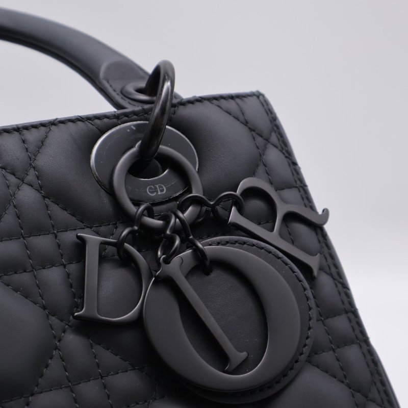 DIOR Lady dior 藤格紋戴妃包 - 中號So black-3