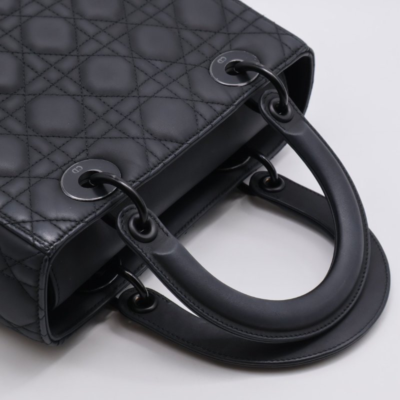 DIOR Lady dior 藤格紋戴妃包 - 中號So black-5