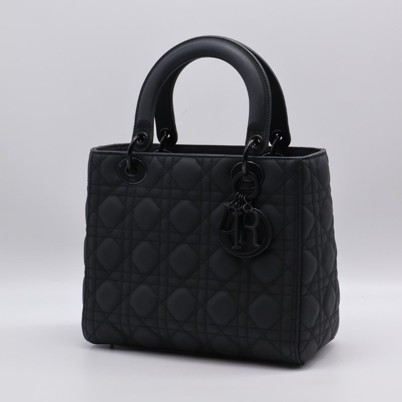 DIOR Lady dior 藤格紋戴妃包 - 中號So black-10
