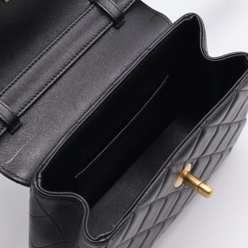 CHANEL 25A羊皮口蓋包 - 黑金-2