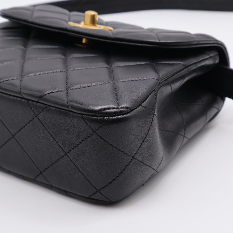CHANEL 25A羊皮口蓋包 - 黑金-7