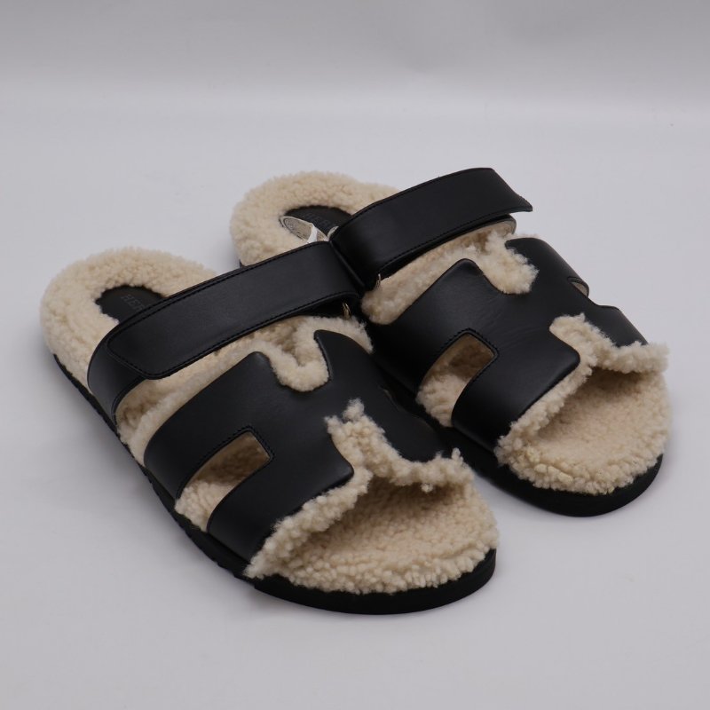 HERMES Chypre 泰迪拖鞋 - 黑 40-6