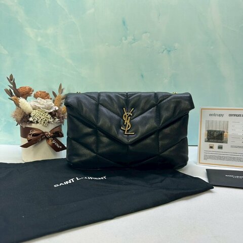 YSL Mini Puffer黑金羊皮鏈包