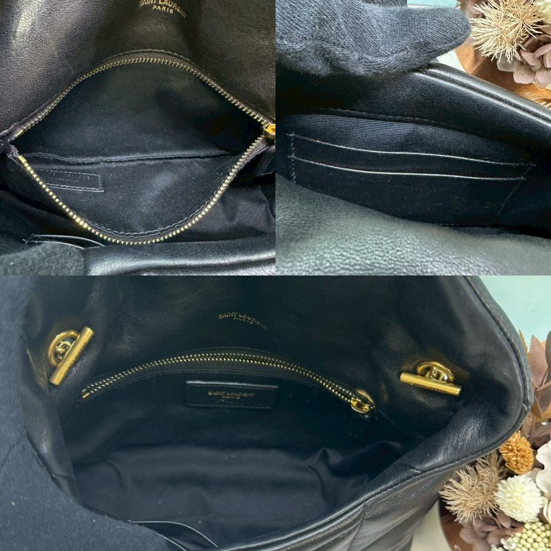 YSL Mini Puffer黑金羊皮鏈包-5