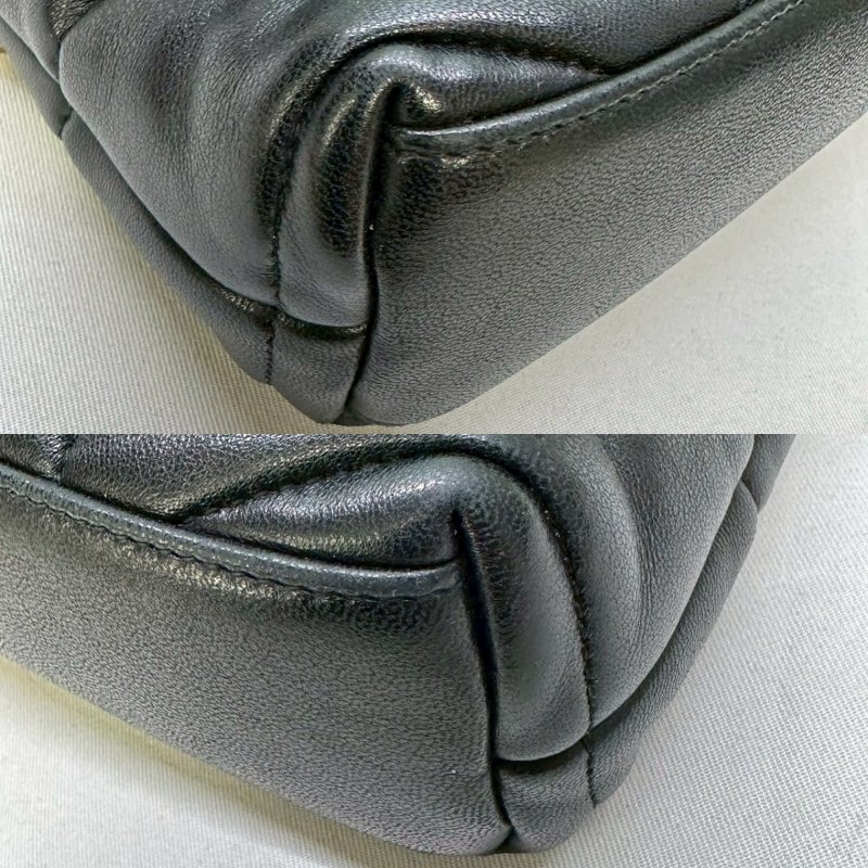 YSL Mini Puffer黑金羊皮鏈包-7