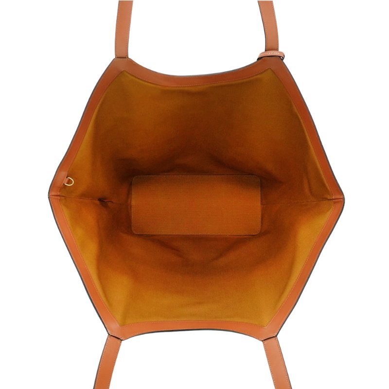 Celine Large Cabas 印花帆布拚牛皮大號托特包(黃褐色)-4