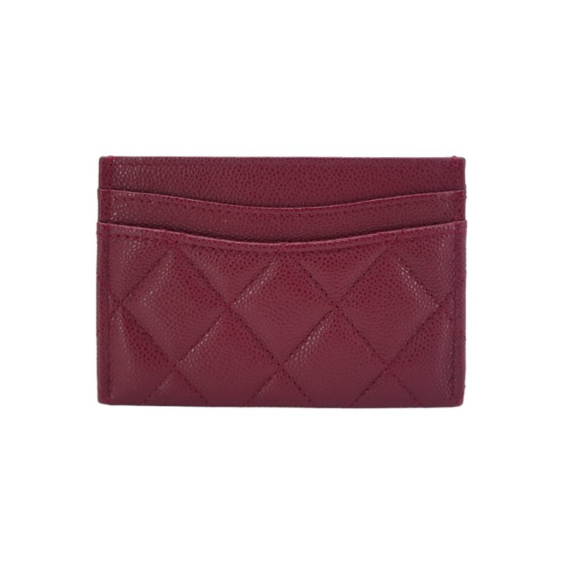 Chanel 展示品 菱格粒紋牛皮金logo卡套/卡夾(AP0213-酒紅)-2