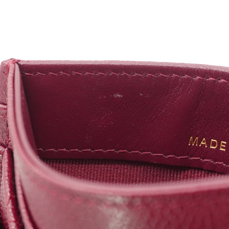 Chanel 展示品 菱格粒紋牛皮金logo卡套/卡夾(AP0213-酒紅)-5