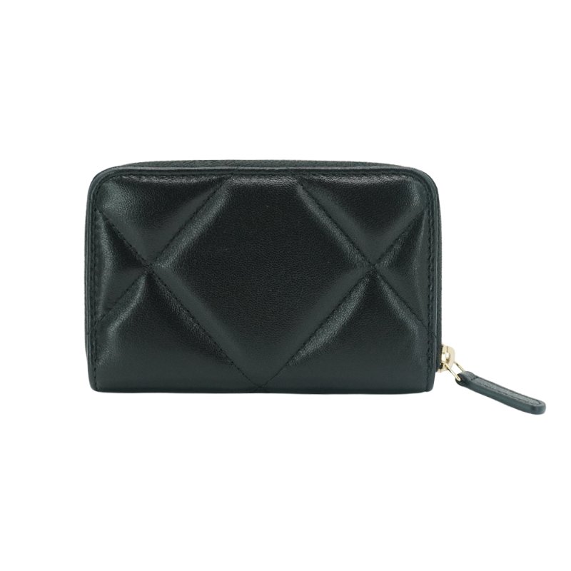 Chanel 展示品 19 雙C金Logo羊皮拉鍊零錢包(AP3653-黑)-2