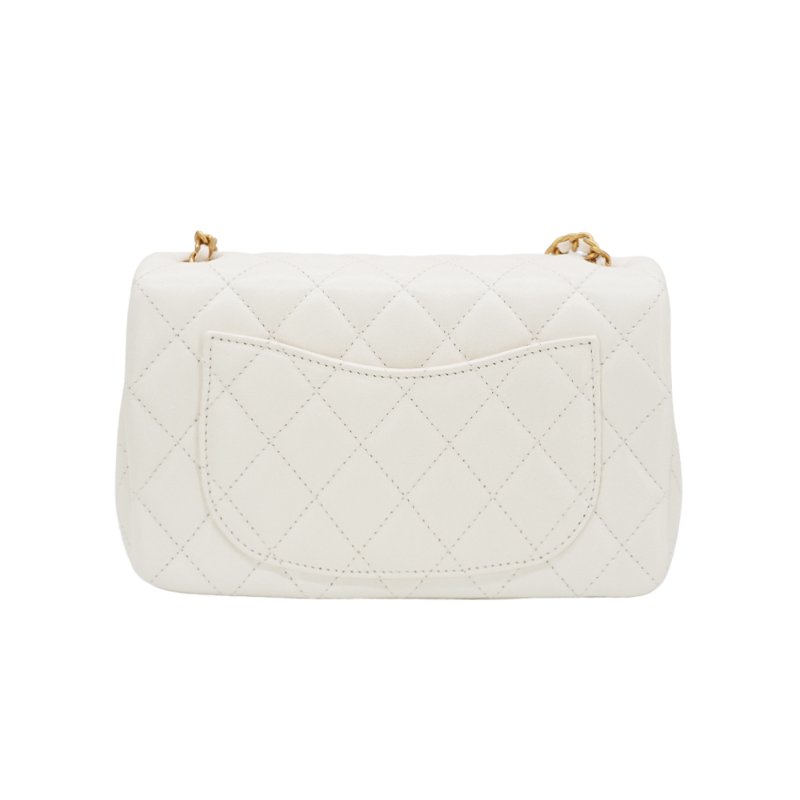 Chanel Coco 羊皮金雙C調節鏈帶斜背包-20cm(AS5759-白)-2