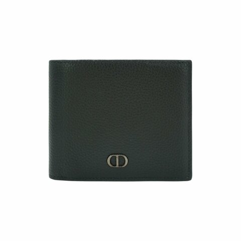 Dior Icon 粒紋牛皮8卡對折短夾(黑)