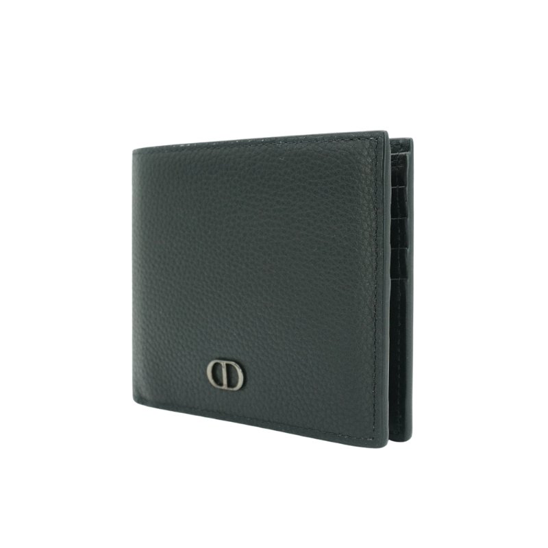 Dior Icon 粒紋牛皮8卡對折短夾(黑)-1
