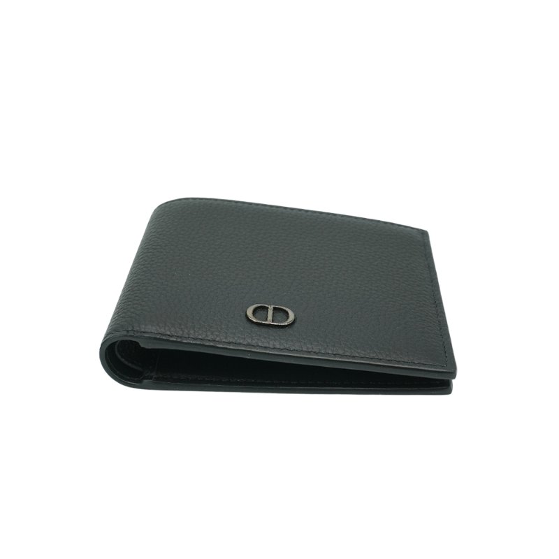 Dior Icon 粒紋牛皮8卡對折短夾(黑)-3