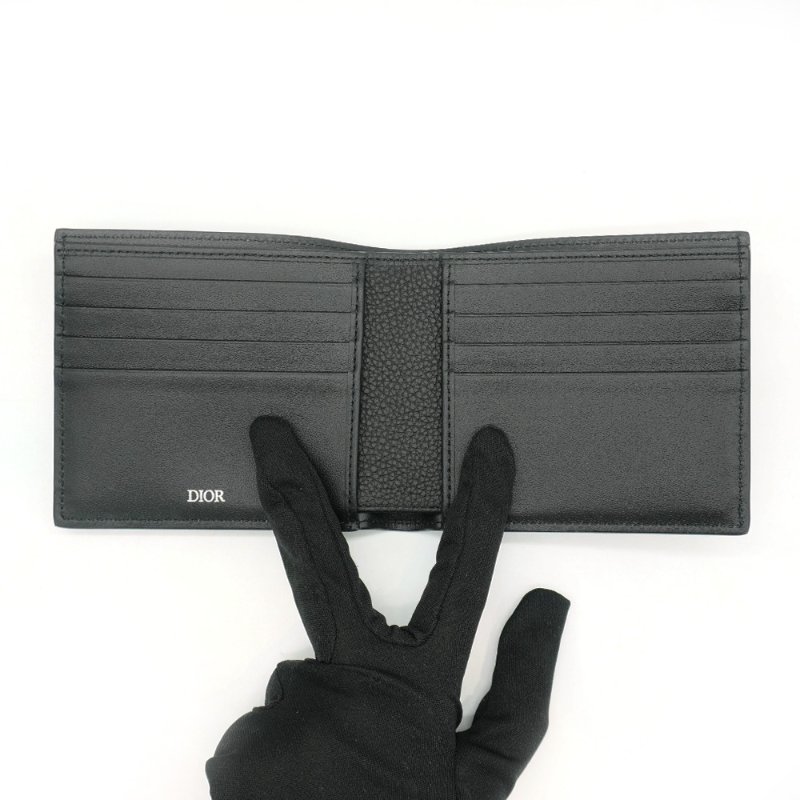 Dior Icon 粒紋牛皮8卡對折短夾(黑)-4