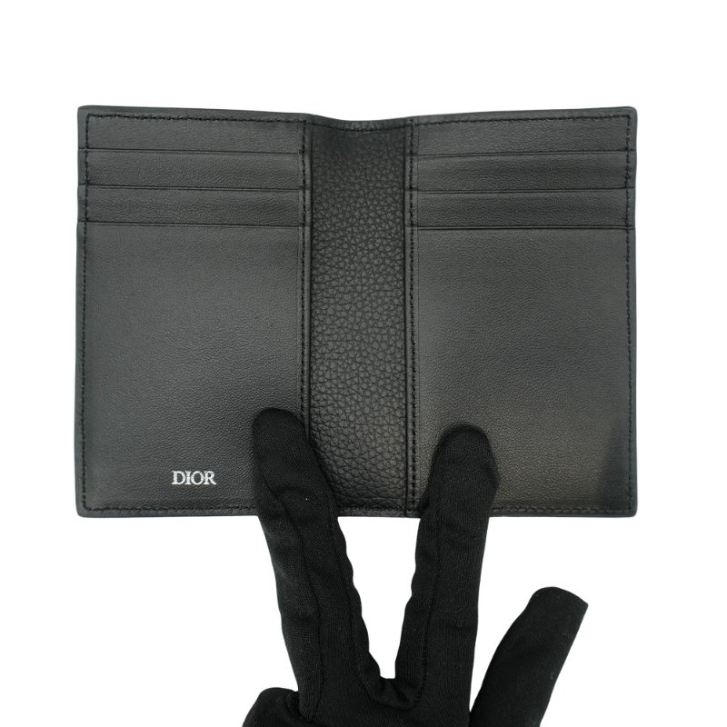 Dior Icon 粒紋牛皮對開卡夾(黑)-4