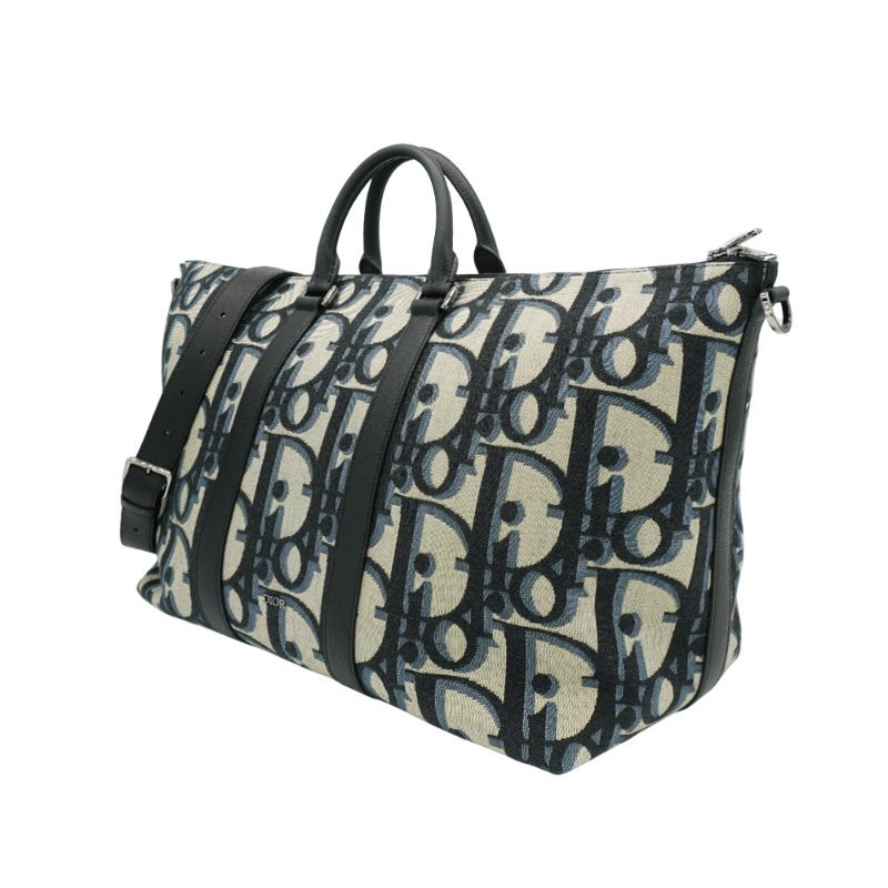 Dior Weekender 40 Oblique 緹花布拼小牛皮二用旅行袋-40cm(米/黑)-1
