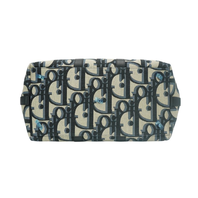 Dior Weekender 40 Oblique 緹花布拼小牛皮二用旅行袋-40cm(米/黑)-3