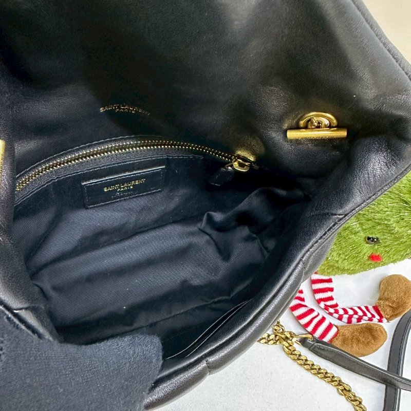 YSL Mini Puffer黑金羊皮鏈包-4