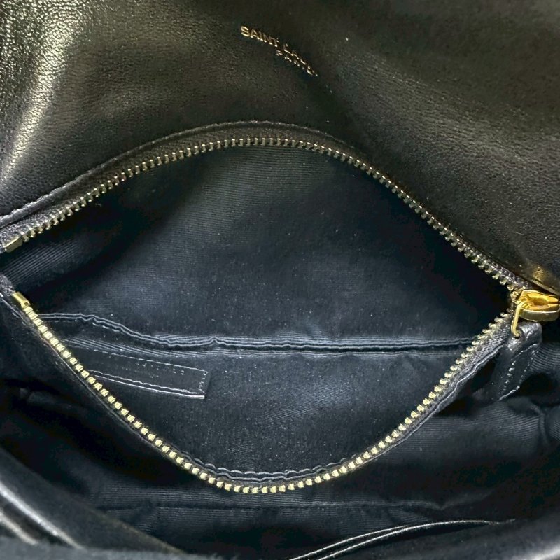 YSL Mini Puffer黑金羊皮鏈包-5