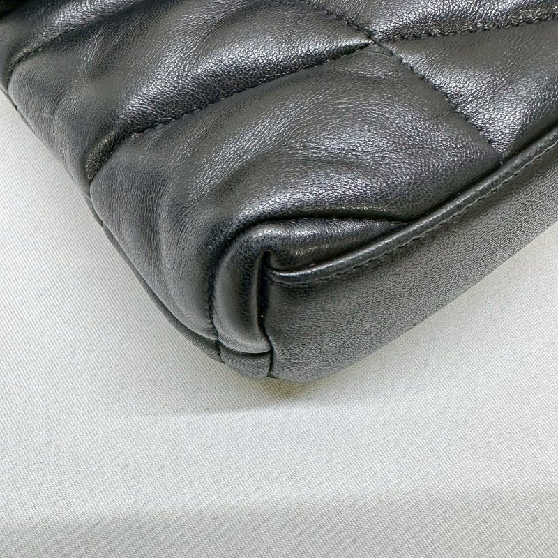 YSL Mini Puffer黑金羊皮鏈包-9