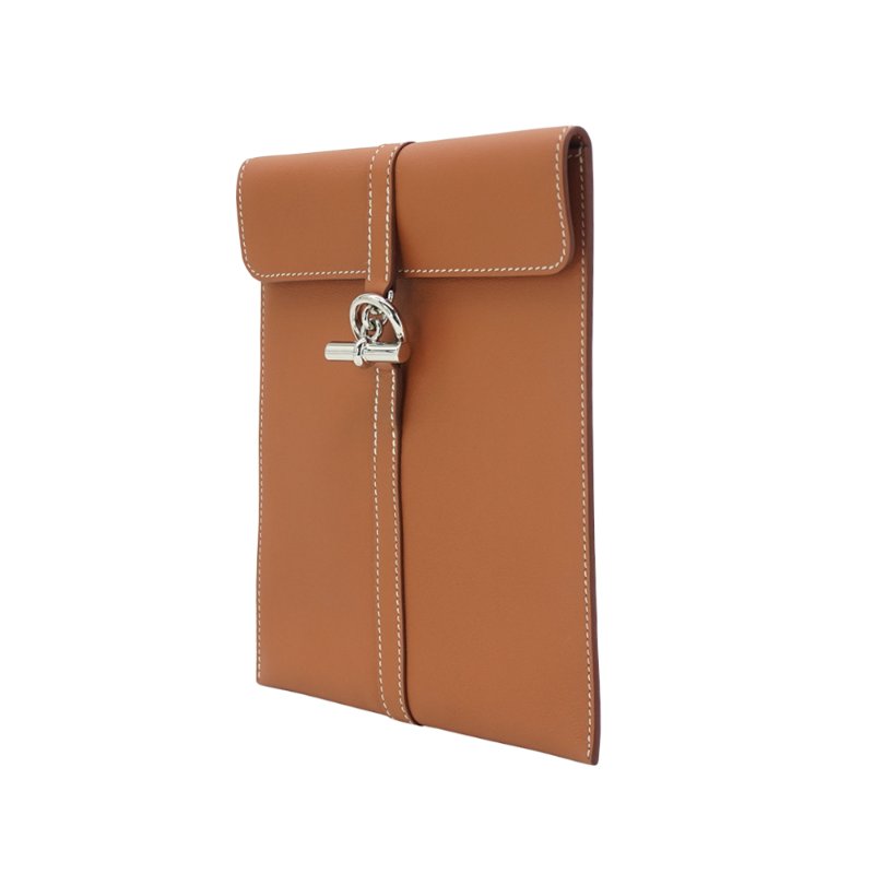 Hermes 展示品 Glenan To Go Swift牛皮銀釦斜背包(棕)-1