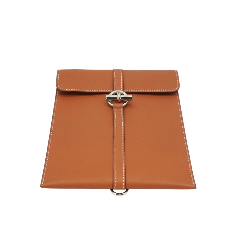 Hermes 展示品 Glenan To Go Swift牛皮銀釦斜背包(棕)-3