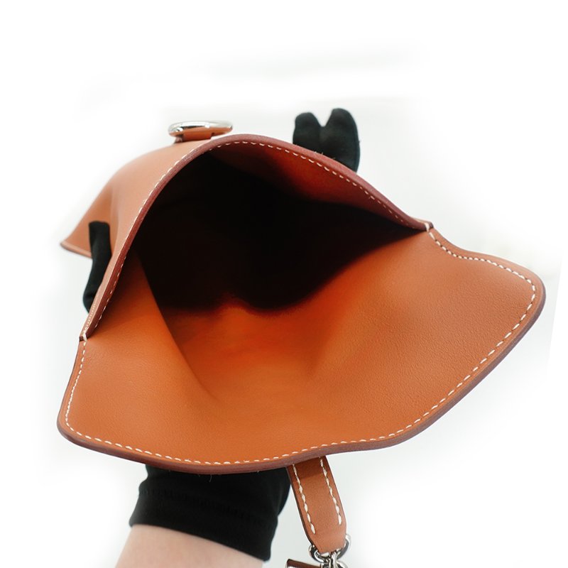 Hermes 展示品 Glenan To Go Swift牛皮銀釦斜背包(棕)-4