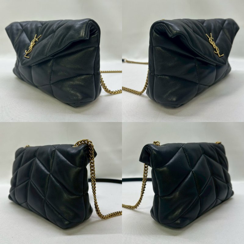 YSL Mini Puffer黑金羊皮鏈包-2