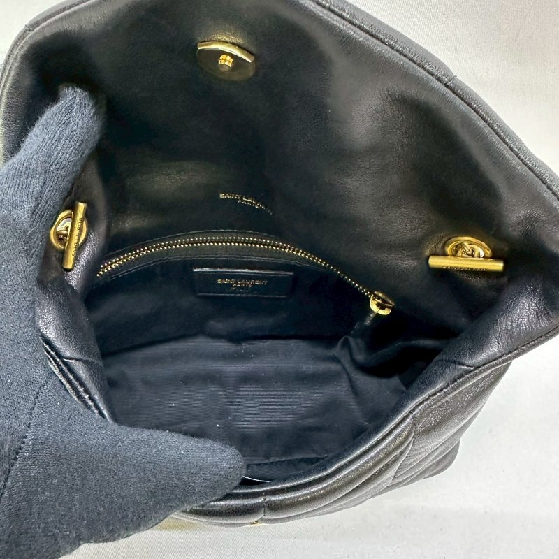 YSL Mini Puffer黑金羊皮鏈包-4