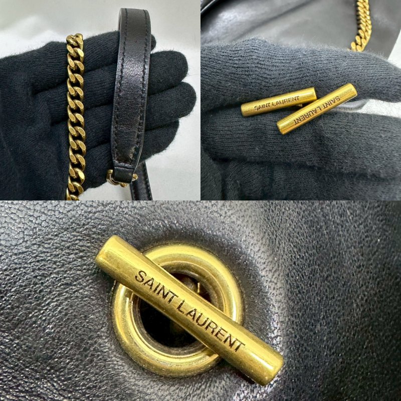 YSL Mini Puffer黑金羊皮鏈包-5