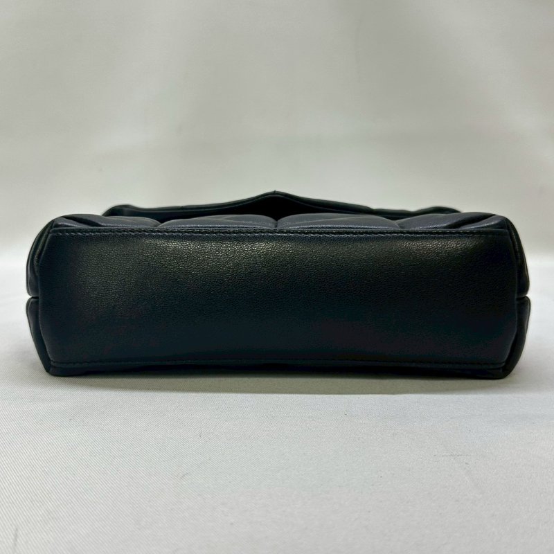 YSL Mini Puffer黑金羊皮鏈包-7