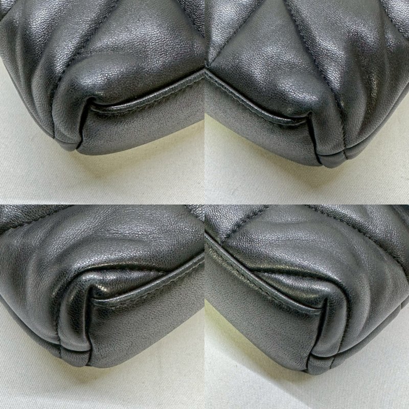 YSL Mini Puffer黑金羊皮鏈包-8