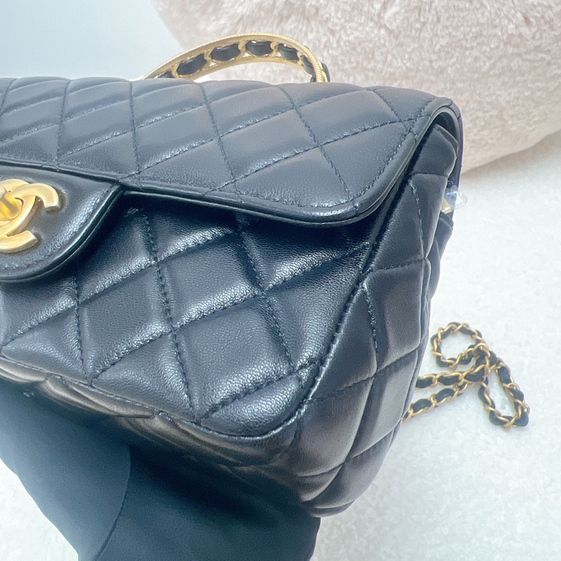 Chanel mini cf 20 黑金手柄翻蓋包-3