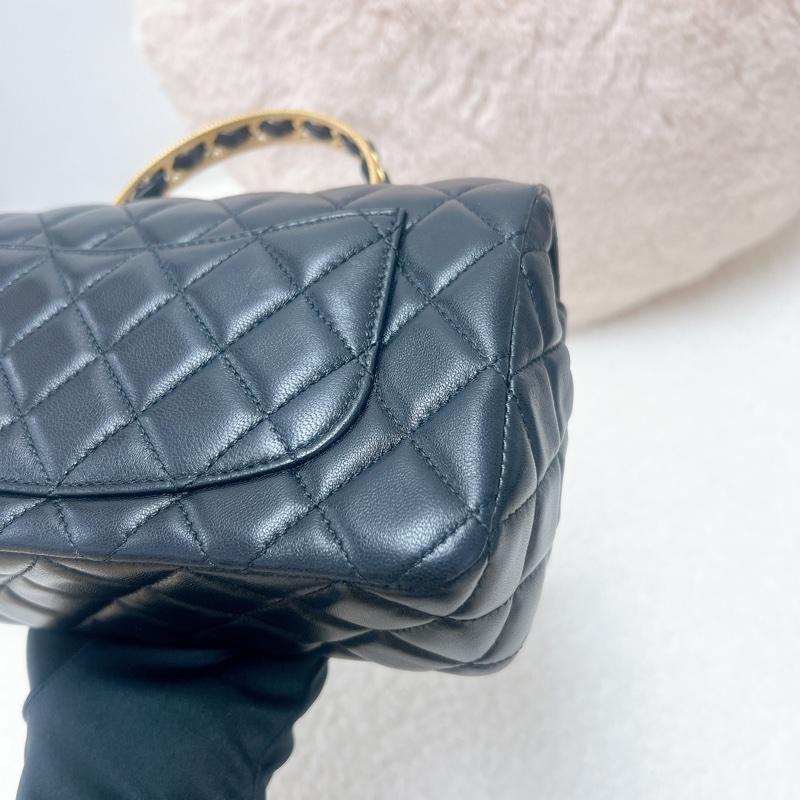 Chanel mini cf 20 黑金手柄翻蓋包-7