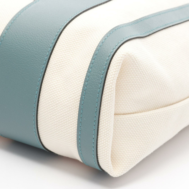 愛馬仕 Monsieur B GM 手提包 Evercolor 皮革 Toile H 米色 綠色 淺米色 二手-9