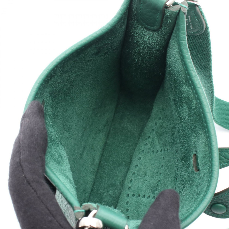 愛馬仕 Evelyne TPM 單肩背包，Clemence 皮革，綠色，二手，女士，帶五金配件。-2