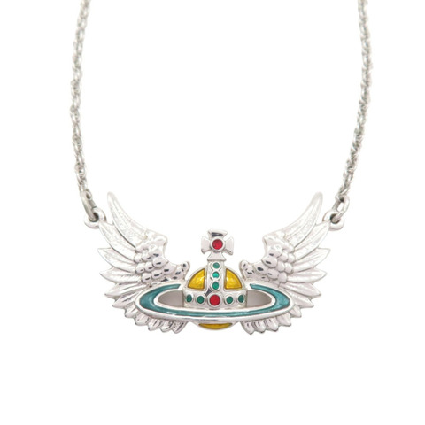 銀色鍍金 水鑽 翅膀土星墜飾 Necklace 項鍊【vivienne westwood 薇薇安·魏斯伍德】