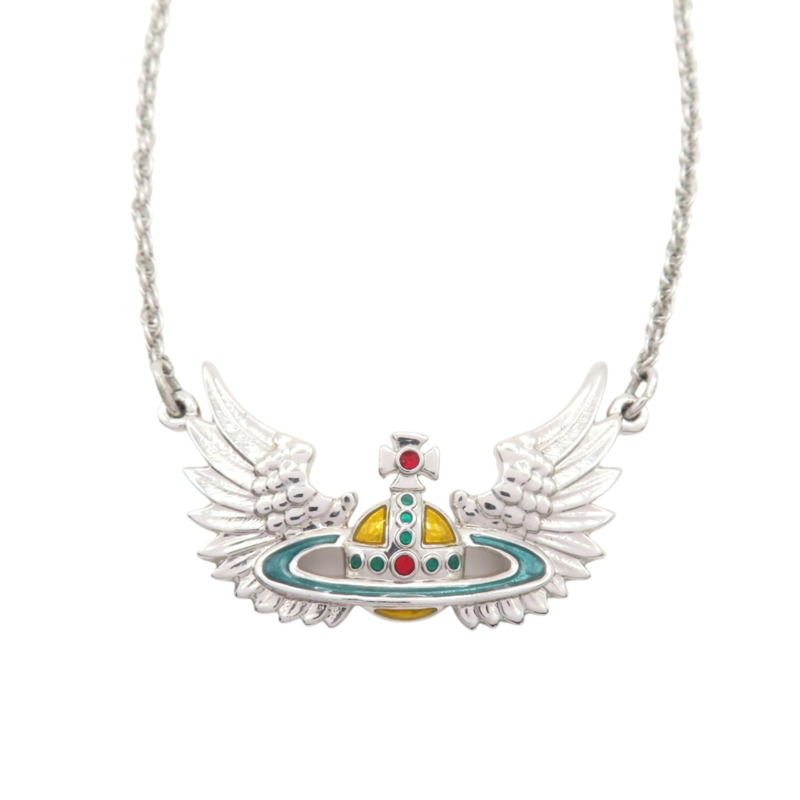銀色鍍金 水鑽 翅膀土星墜飾 Necklace 項鍊【vivienne westwood 薇薇安·魏斯伍德】-0